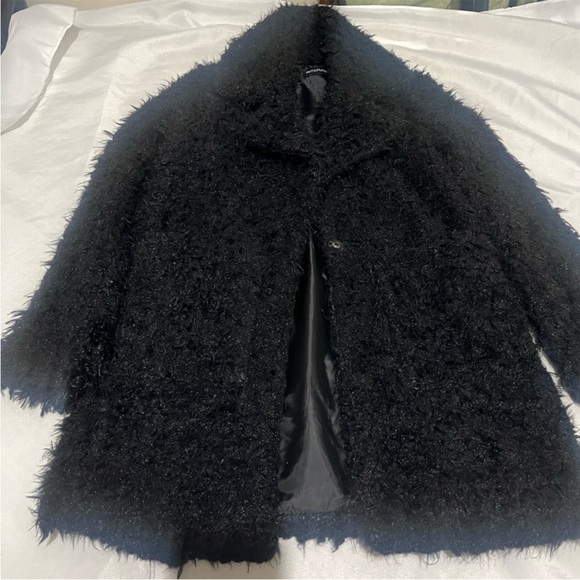 PrettyLittleThing Jackets & Blazers - PrettyLittle Thing PETITE BLACK TEDDY FAUX FUR COLLAR MIDI COAT